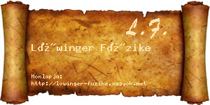 Lőwinger Füzike névjegykártya